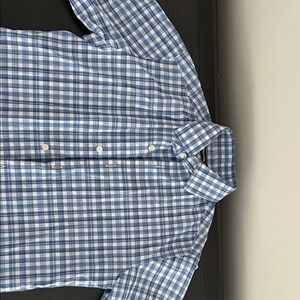 Blue and White Plaid Boys Dress Shirt